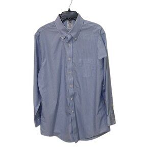 Brooks Brothers Regent Blue Striped Original Polo Dress Shirt Mens Size 16 32/33